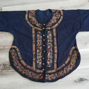 Chinese Jacket Boho embroidered denim 😍 1970s light weight medium